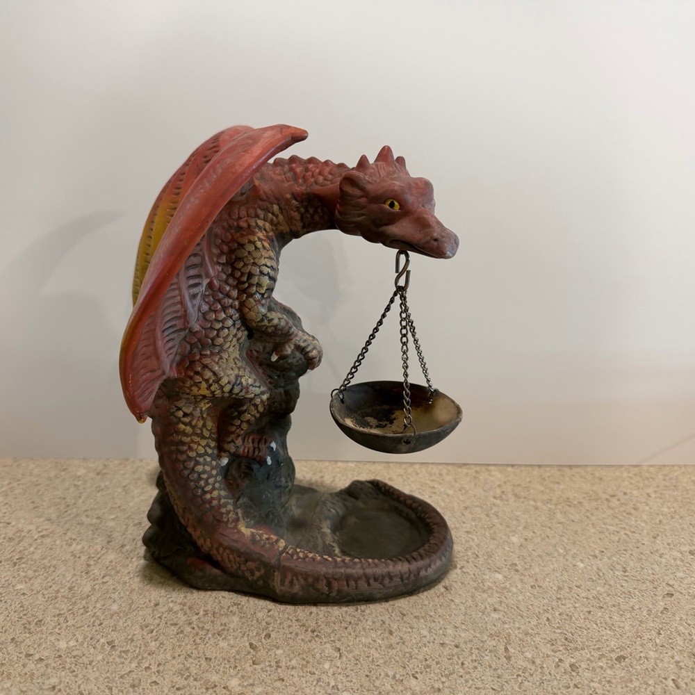 Dragon Incense Holder/Oil Warmer - Red and Brown